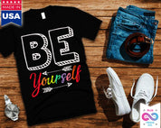 Футболки Be Yourself, футболка унисекс с круглым вырезом Be Yourself, модные футболки, рубашка Be You, мотивационная рубашка, вдохновляющая рубашка, подарок - plusminusco.com