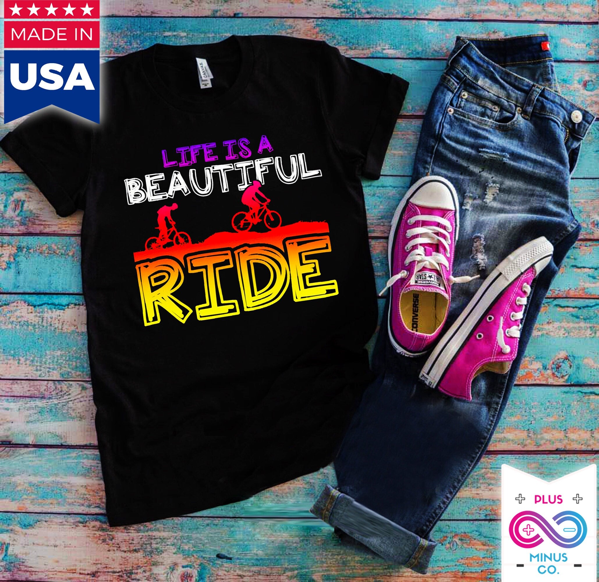 Life Is A Beautiful Ride T-shirts,Yoga T-shirt, T-shirt för män, T-shirt för kvinnor, Yoga, Motivational - plusminusco.com