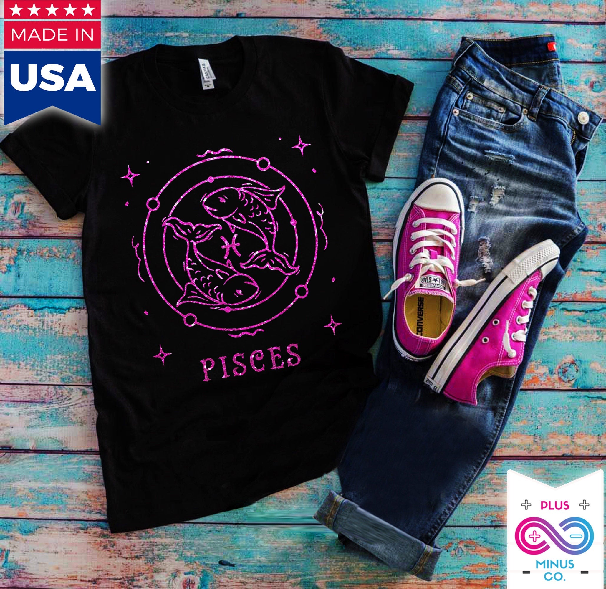 Pisces T-Shirts, Zodiac Shirt, Astrology Shirt, Gift for Pisces, Pisces Birthday Present, Zodiac Signs, Horoscopes Tee, Valentine Shirt - plusminusco.com