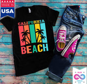 Kalifornijos paplūdimys | Retro marškinėliai, „Island Life“ marškinėliai | Vasariniai marškinėliai | Atostogų marškinėliai – plusminusco.com
