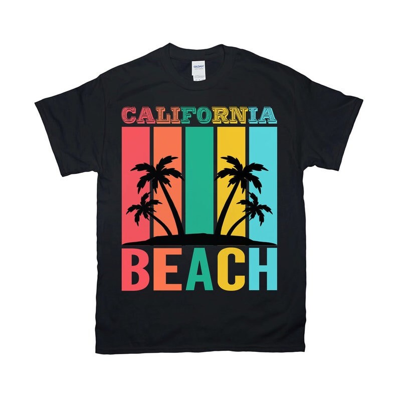 Plage de Californie | T-Shirts Rétro,T-Shirt Island Life | Chemise d’été | Chemise de vacances - plusminusco.com