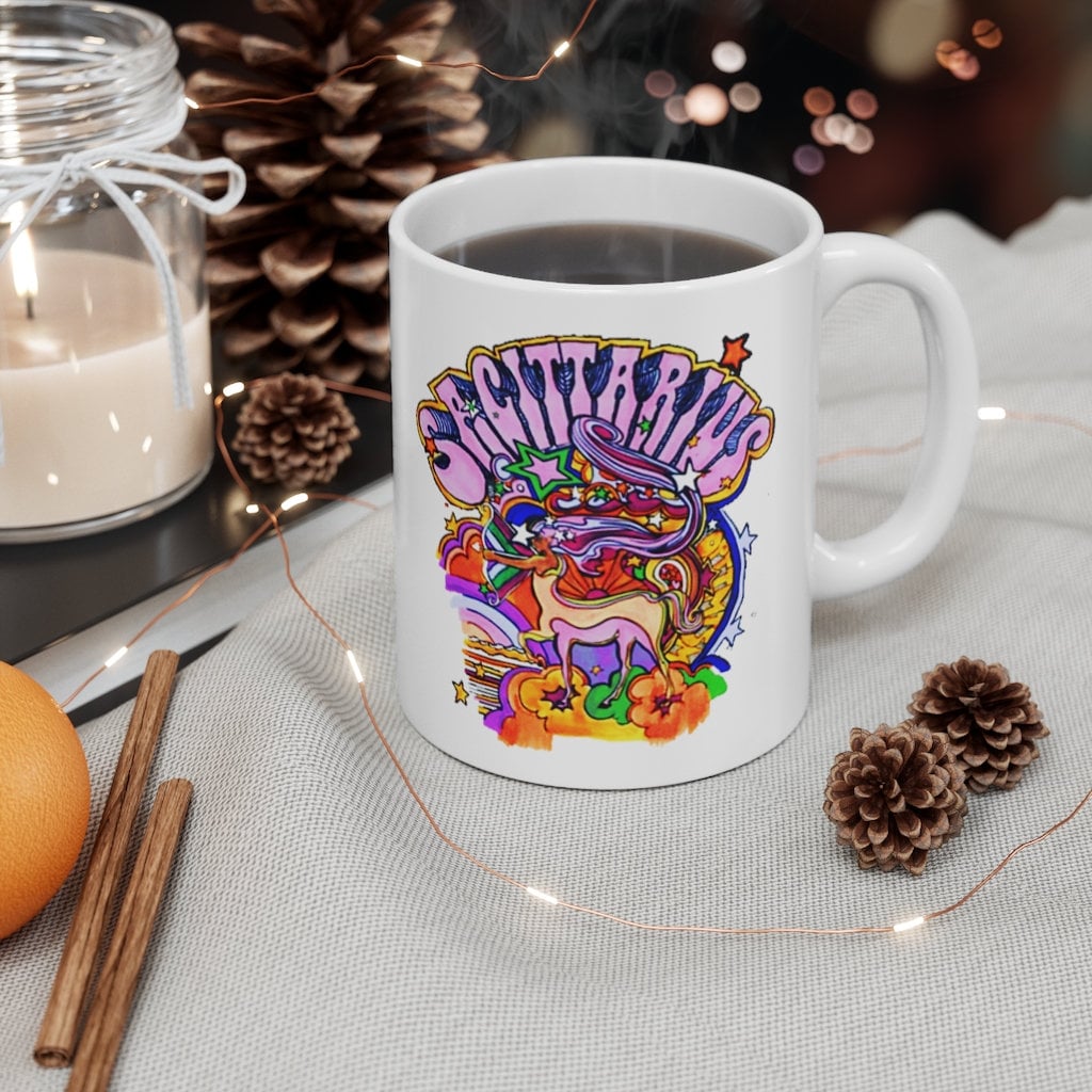 Sagittarius Mugs, December Birthday Gift Ideas || Sagittarius Coffee Mug, Sagittarius Zodiac gift idea, Pink Sagittarius Zodiac - plusminusco.com