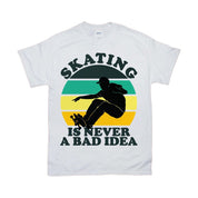 Schaatsen is nooit een slecht idee | Mannelijke skateboard | Retro zonsondergang T-shirts - plusminusco.com