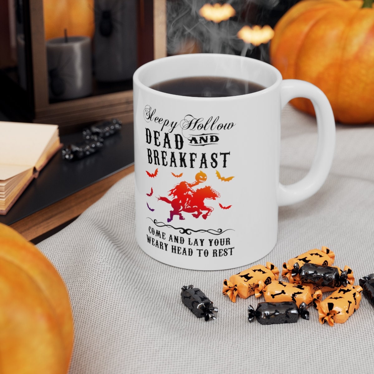 Sleepy Hollow Coffee Mug, Fall Halloween Mug, Spooky Season Mug, Scary Pumpkin Mug, Dead and Breakfast, Cute Halloween Mug, Hocus Pocus - plusminusco.com