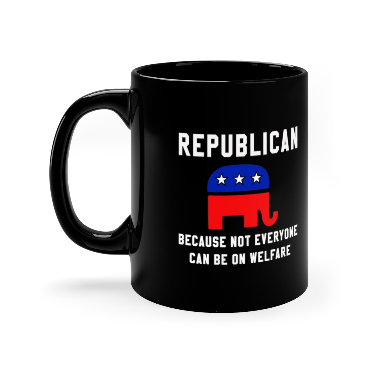 Republican pentru că nu toată lumea poate beneficia de bunăstare. Cafea, cadou republican, cană politică, republican crescut, grafic elefant, cană politică - plusminusco.com