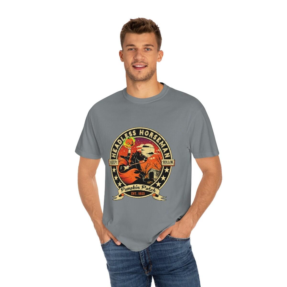 Headless Horesman Shirt, Sleepy Hallow  for Men, Spooky Halloween tshirt, Scary Gothic Sweatshirt, Pumpkin Patch, Streetwear comfort color - plusminusco.com