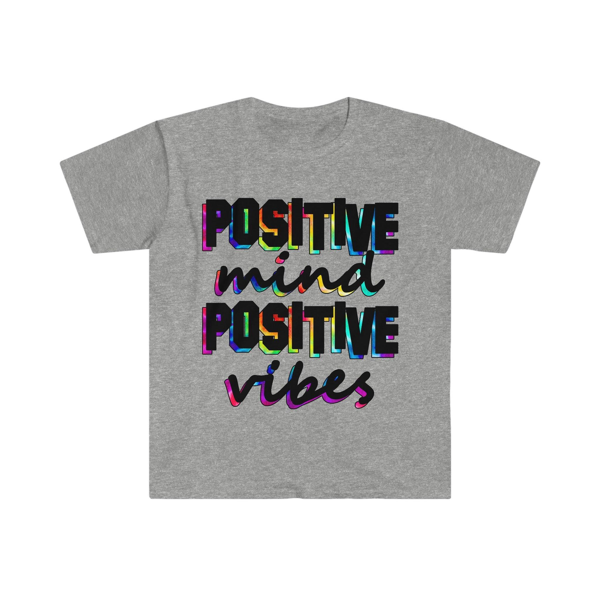 Maglietta Positive Mind Positive Vibes, camicia motivazionale, camicia ispiratrice, maglietta positività - plusminusco.com