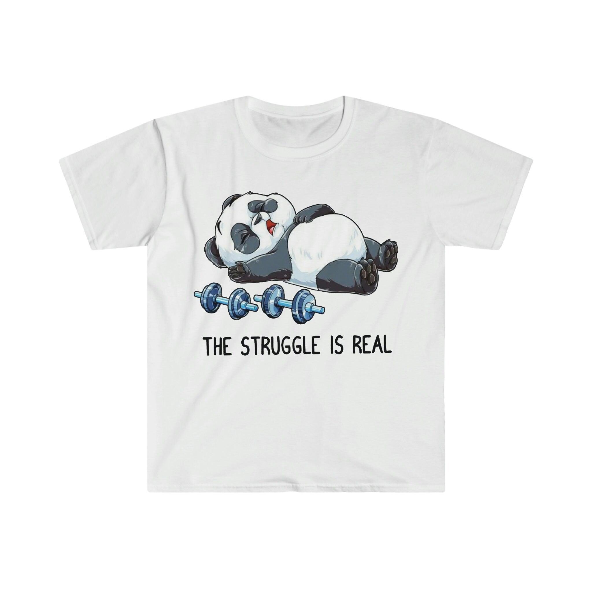 The Struggle Is Real Panda Weightlifting T-Shirts, Weightlifting Fitness Gym Funny T-Shirt, Workout Shirt ,Fitness Shirt - plusminusco.com