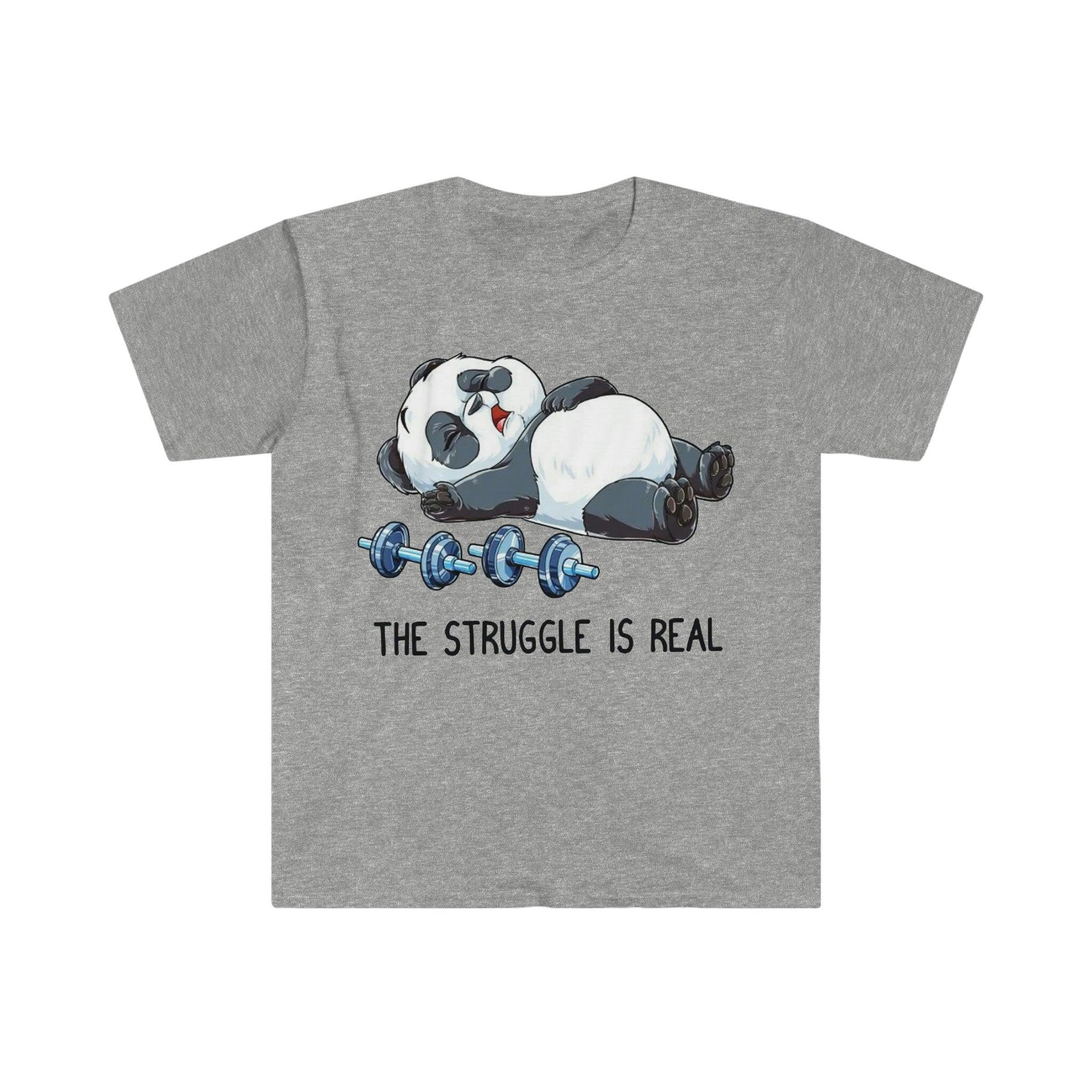 The Struggle Is Real Panda Weightlifting T-Shirts, Weightlifting Fitness Gym Funny T-Shirt, Workout Shirt ,Fitness Shirt - plusminusco.com