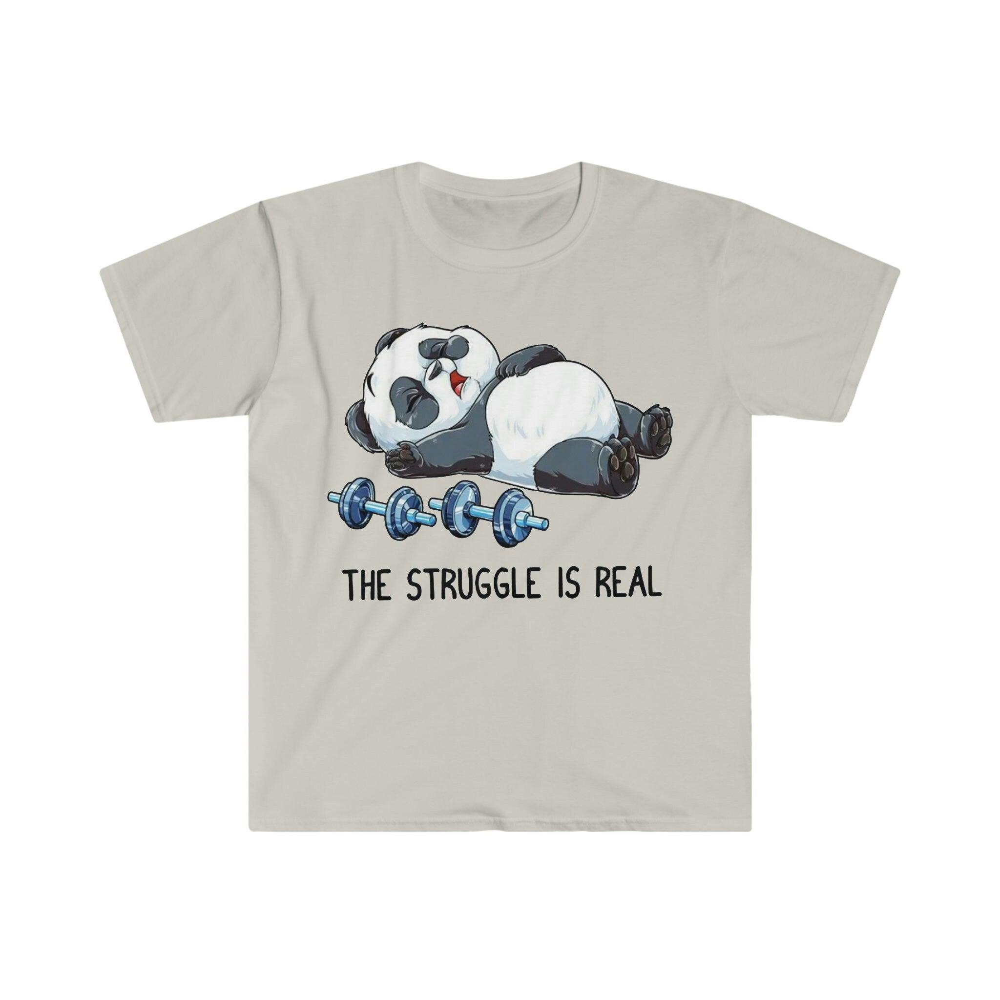 The Struggle Is Real Panda Weightlifting T-Shirts, Weightlifting Fitness Gym Funny T-Shirt, Workout Shirt ,Fitness Shirt - plusminusco.com