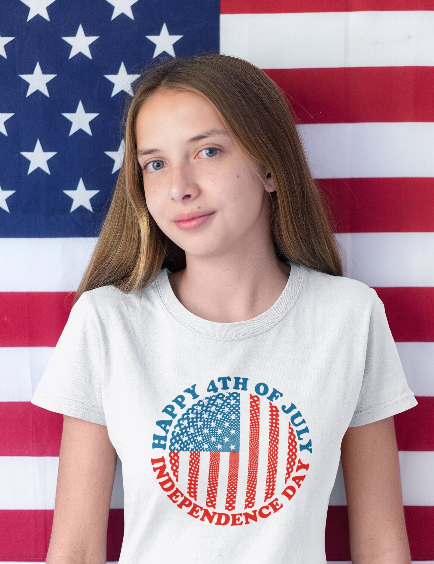 З 4 ліпеня | Дзень Незалежнасці | Круглы амерыканскі сцяг, кашуля на дзень чацвёртага ліпеня, патрыятычная кашуля, кашуля да Дня незалежнасці, патрыятычная сям'я - plusminusco.com