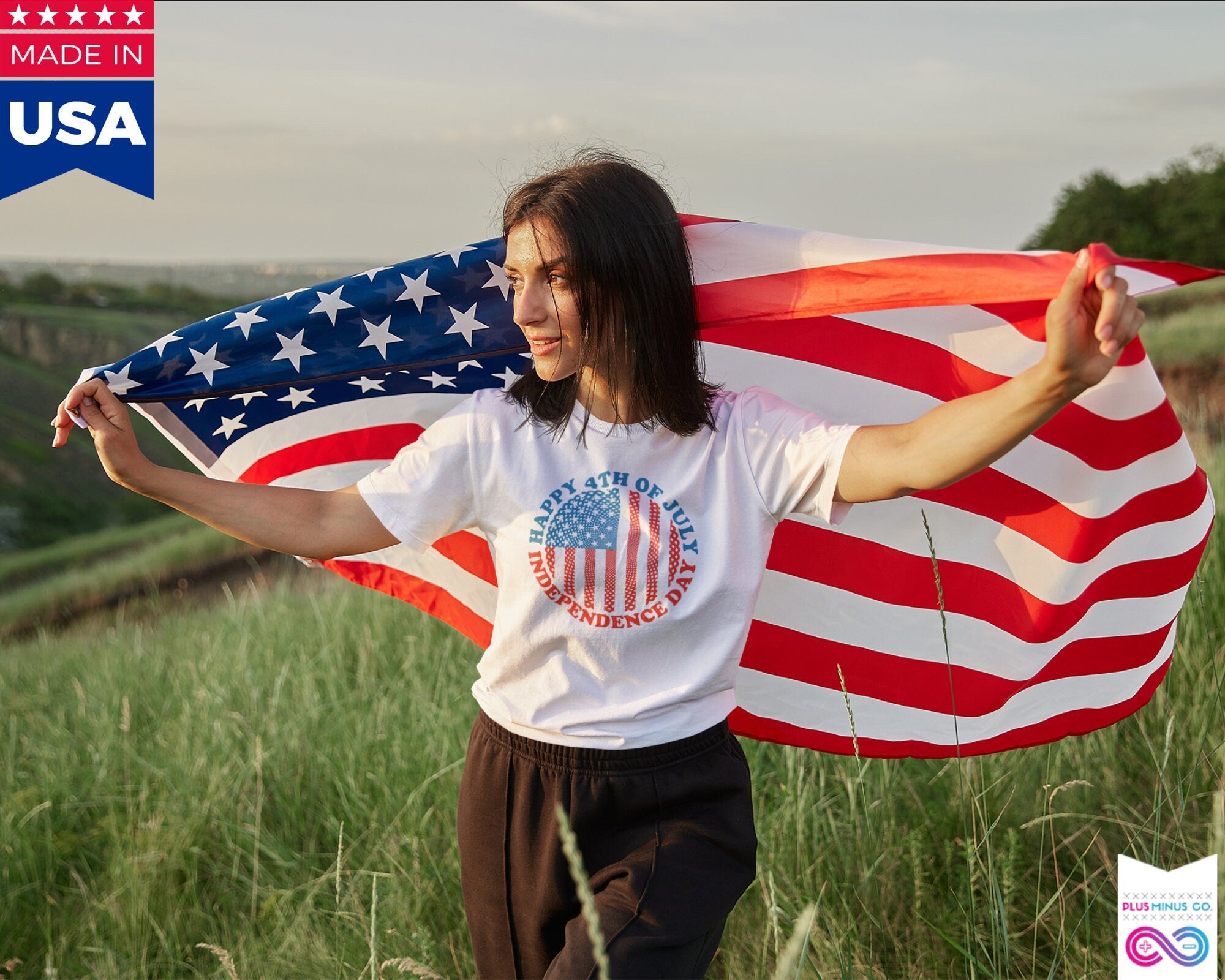 Vesel 4. julij | Dan neodvisnosti | Krožna ameriška zastava, majica četrtega julija, domoljubna majica, majice ob dnevu neodvisnosti, domoljubna družina - plusminusco.com