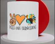 Peace Love kiitospäivämukit || Kiitospäivä lahjaideoita Mukit || kiitollinen muki, turkkimuki, kiitollinen muki, kiitospäivällinen, - plusminusco.com