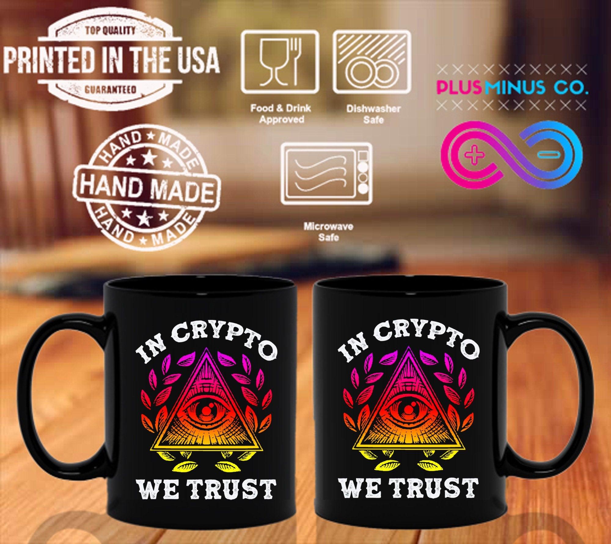 In Crypto We Trust Black Mug,  Cryptocurrency Black Mug, Bitcoin Gift, Crypto Shirt, Gift For Him, Gift For Men, Crypto lover gift - plusminusco.com