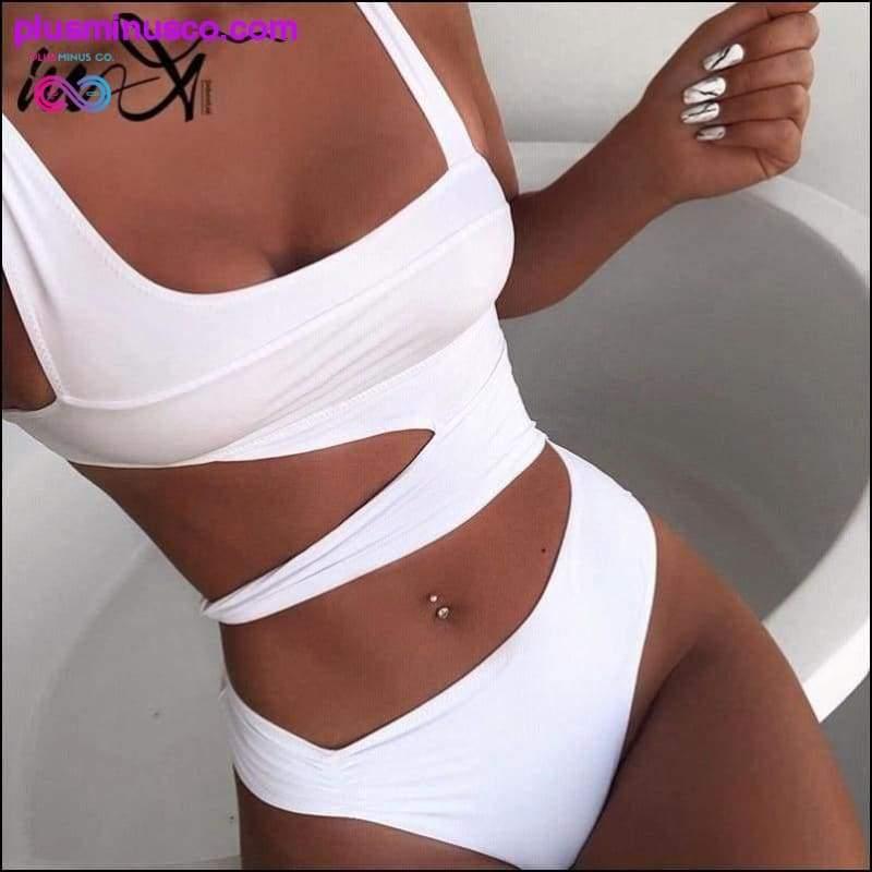 In-X Hollow out swimsuit one piece Sexy white Padded - plusminusco.com