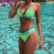 In-X Sexy neon bikini 2020 Mesh swimsuit female See through - plusminusco.com
