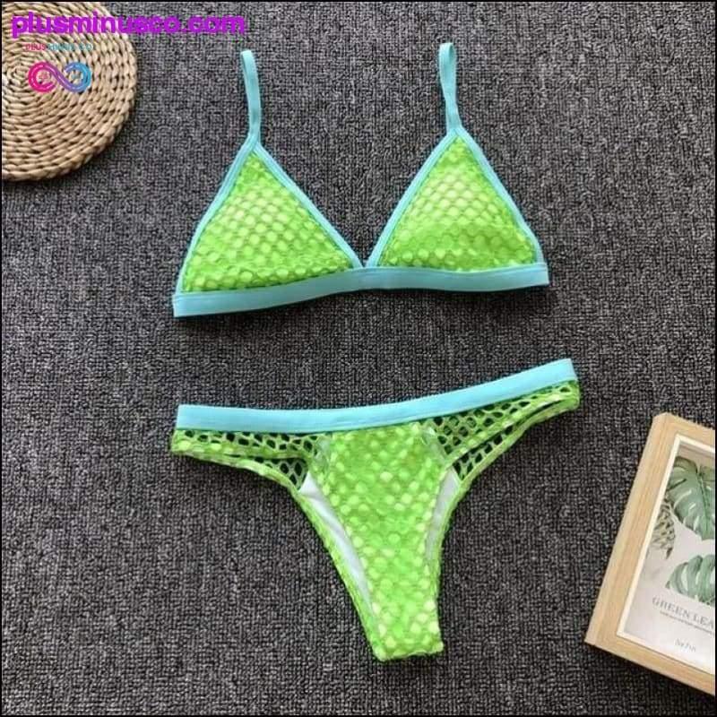 In-X Sexy neon bikini 2020 Mesh swimsuit female See through - plusminusco.com