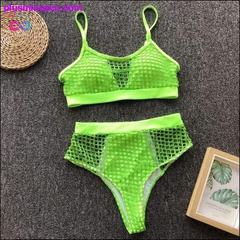 In-X Sexy neon bikini 2020 Mesh swimsuit female See through - plusminusco.com