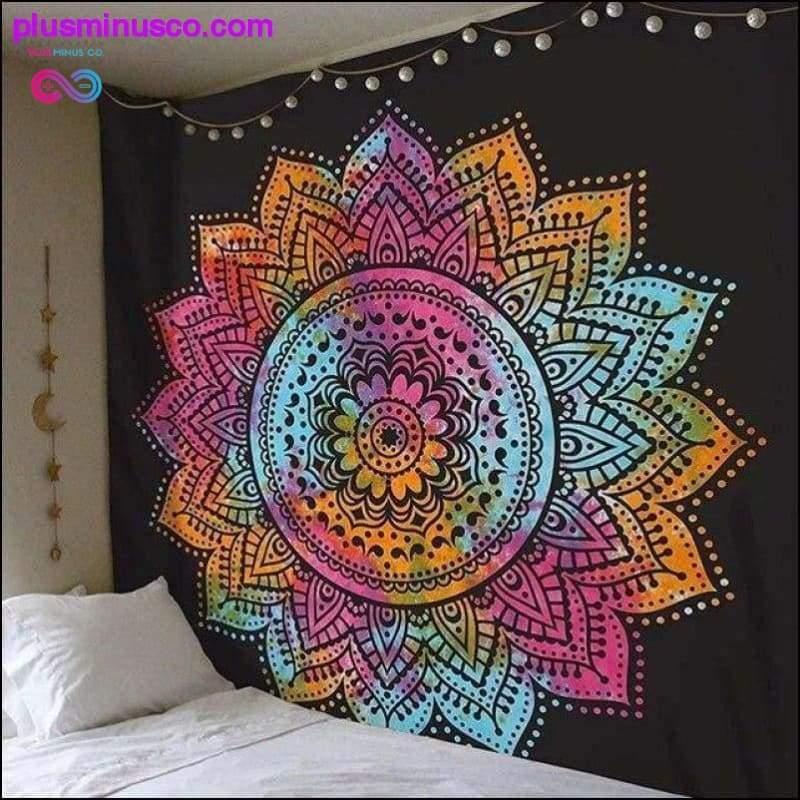 Indijska mandala tapiserija na zidu Viseći prostirka za pješčanu plažu - plusminusco.com