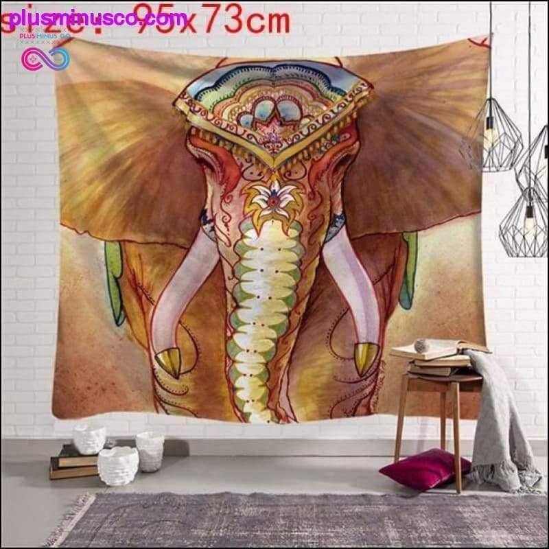 Tapisserie murale multicolore avec éléphants indiens et mandalas indiens - plusminusco.com