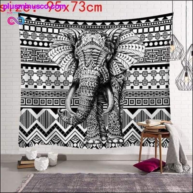 Indijske mandale zidna višebojna tapiserija s indijskim slonom - plusminusco.com