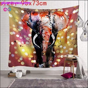 Wandteppich mit indischen Mandalas, mehrfarbig, indischer Elefant – plusminusco.com