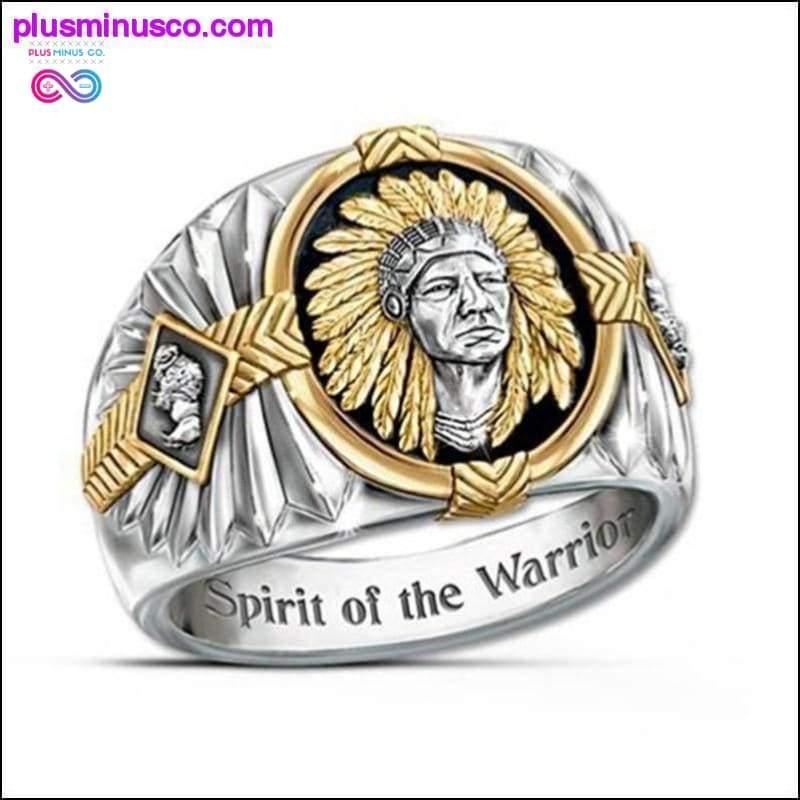 Indian Totem Ring SPIRIT OF THE WARRIOR Inscribed To Viking, "Spirit Of The Warrior" Stainless Steel And Onyx Men's Ring - plusminusco.com
