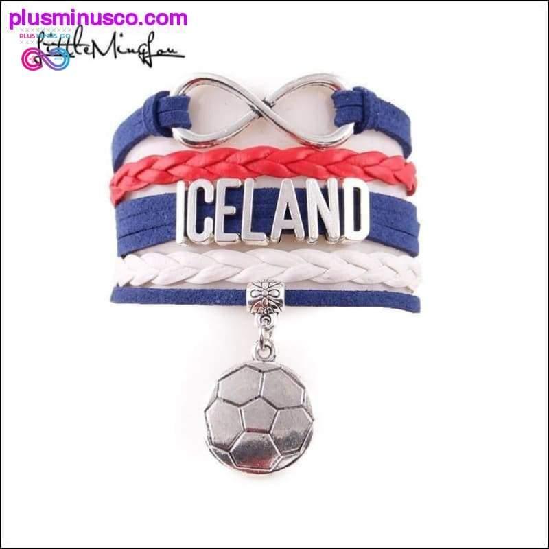 Infinity charm Iceland bracelet soccer charm leather wrap - plusminusco.com