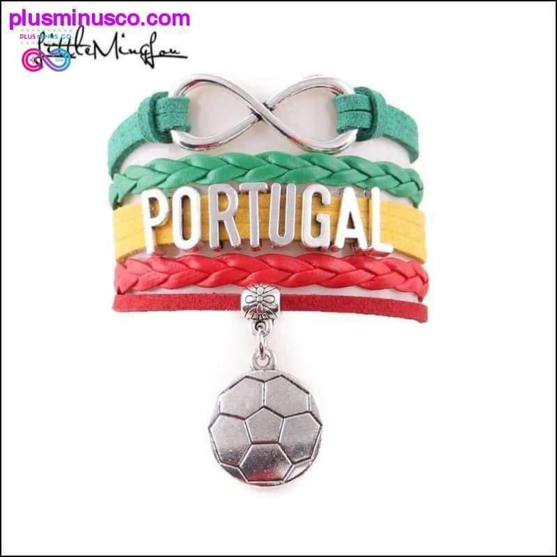 Infinity charm Portugal armbånd fodbold charm Unisex læder - plusminusco.com