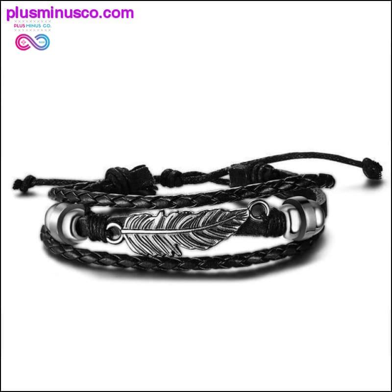 Infinity Men Bracelet Genuine Leather Black Hand Chain - plusminusco.com