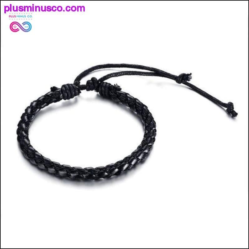 Pulsera Infinity para hombre de cuero genuino con cadena de mano negra - plusminusco.com