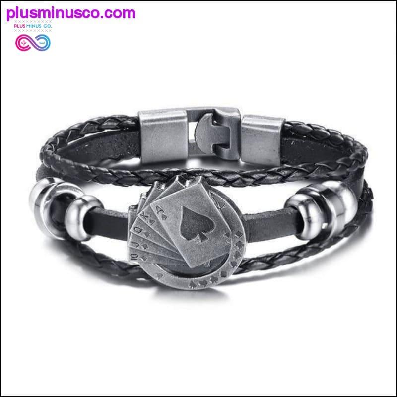 Pulsera Infinity para hombre de cuero genuino con cadena de mano negra - plusminusco.com