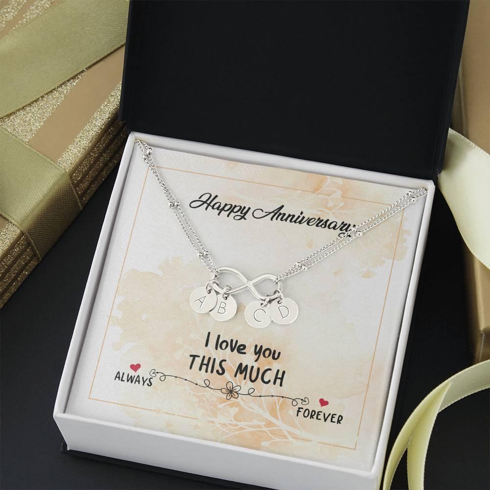 Unendlichkeitsanhänger mit Initialen-Halskette, Hochzeitstag – plusminusco.com