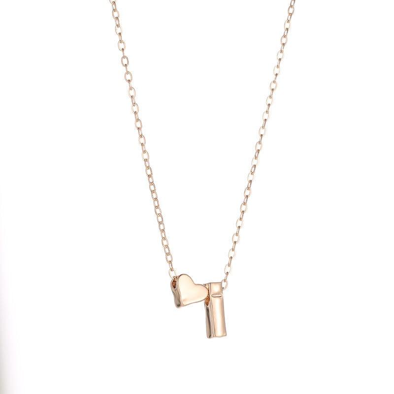 Počiatočný srdiečkový náhrdelník z nehrdzavejúcej ocele pozlátený 18-karátovým zlatom, drobný náhrdelník so srdiečkovými písmenami, personalizovaný náhrdelník s menom monogramu pre ženy, dievčatá - plusminusco.com