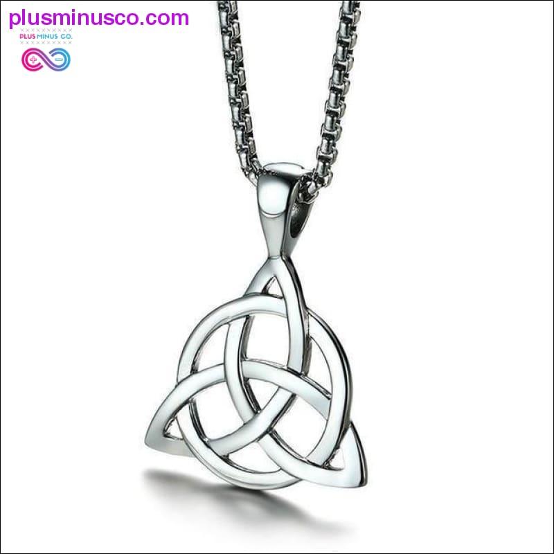 Irish Triquetra Knot Pendant, Black Necklace in Stainless - plusminusco.com