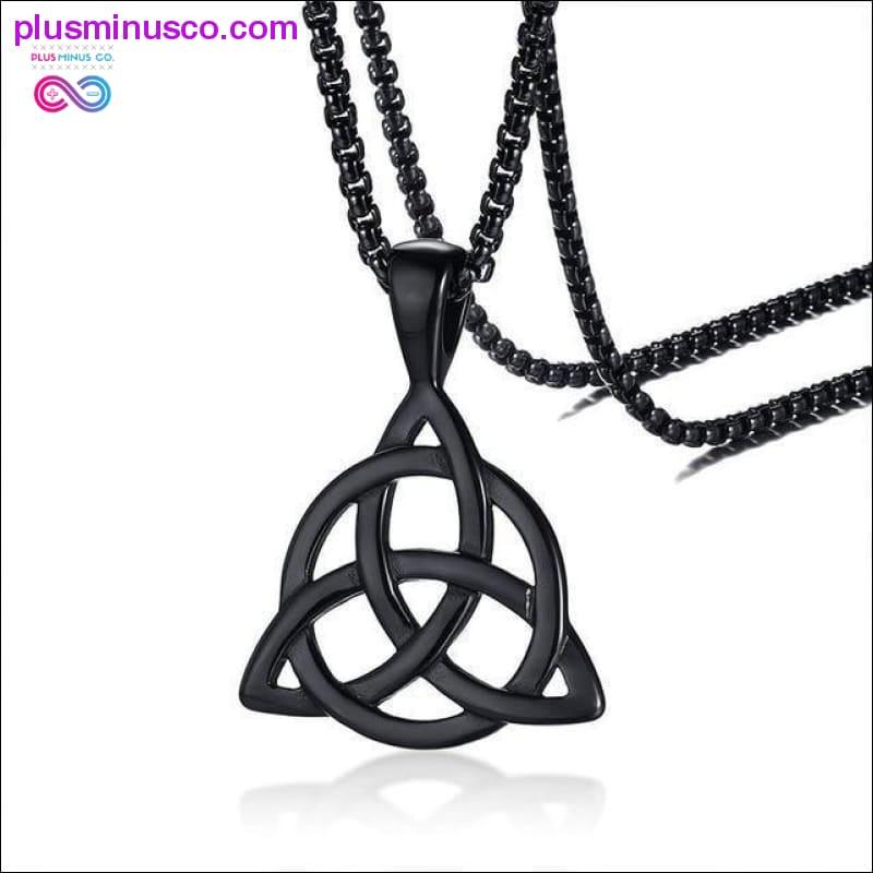 Irish Triquetra Knot Pendant, Black Necklace in Stainless - plusminusco.com