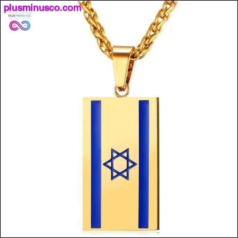 Israel-Flagge-Halskette, goldfarbener Edelstahl-Anhänger und - plusminusco.com