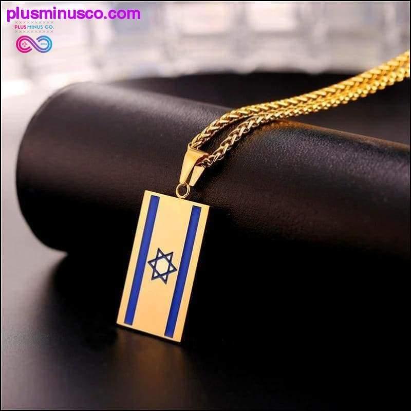 قلادة علم إسرائيل قلادة ذهبية اللون من الفولاذ المقاوم للصدأ - plusminusco.com