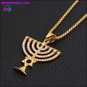 إسرائيل الشمعدان سعيد هانوكا القلائد مجوهرات ذهبية اللون - plusminusco.com