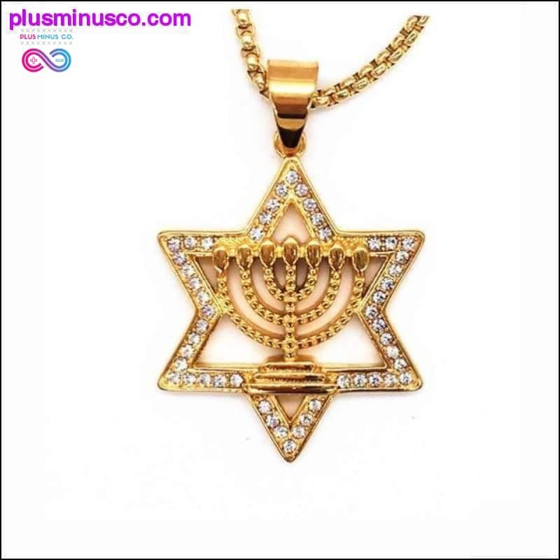 Israel Menorah Judaism Hebrew Necklace Star of David Menorah - plusminusco.com