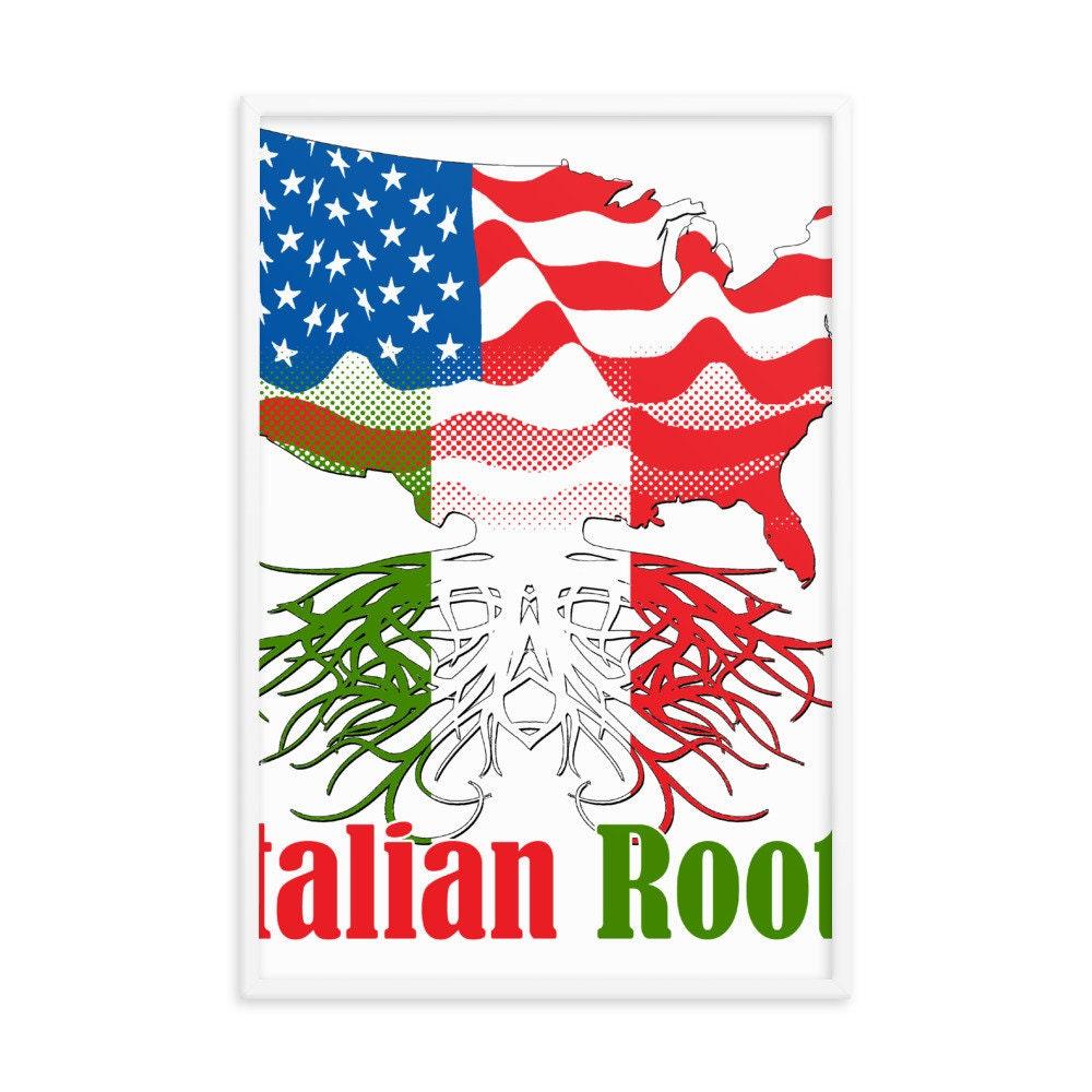 Italienische Wurzeln, Erziehung in den USA, gerahmtes Poster – plusminusco.com