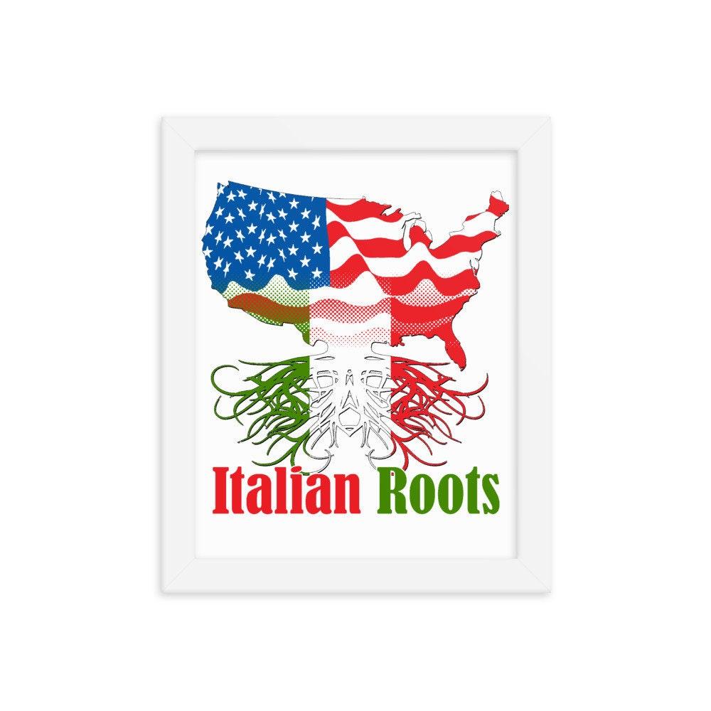 ملصق مؤطر للجذور الإيطالية والتربية الأمريكية - plusminusco.com