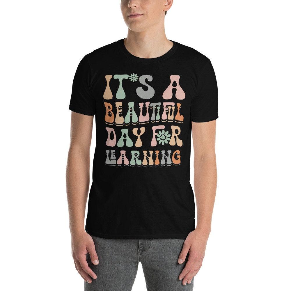 Its a Beautiful Day For Learning Groovy Waves style T-Shirt, Teacher Life Shirt, Teacher Gift, Retro Teacher Students Unisex T-Shirt - plusminusco.com