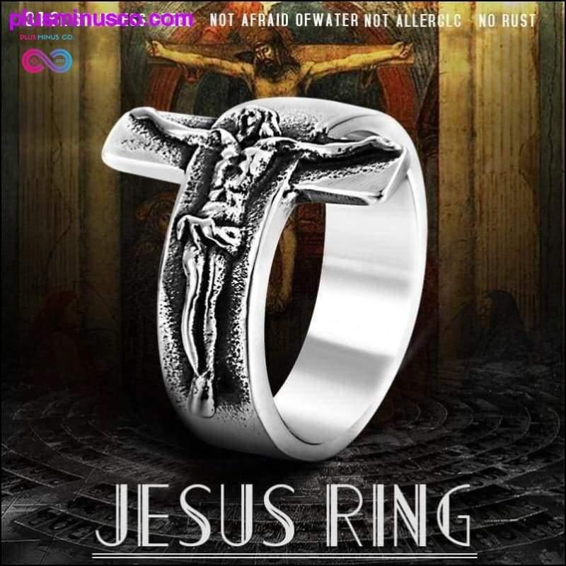 Jesus Cross Ring 316L rozsdamentes acél Cool, kiváló minőségű férfi - plusminusco.com
