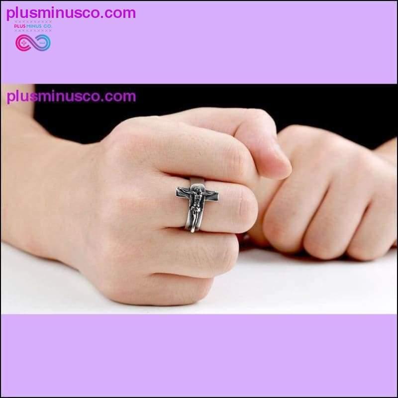 Кольцо с крестом Иисуса из нержавеющей стали 316L, крутое, высококачественное для мужчин - plusminusco.com