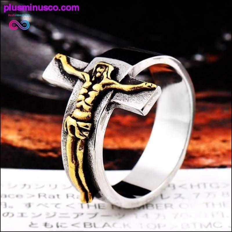 Jesus-Kreuz-Ring aus 316L-Edelstahl, cool, hochwertig, für Herren – plusminusco.com