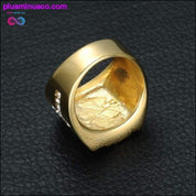 Jesus Cross White Cubic Zirconia Ring para sa Men Gold Tone - plusminusco.com