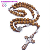 Jesus-Halskettenanhänger für Männer und Frauen aus Holz mit langen Perlen – plusminusco.com