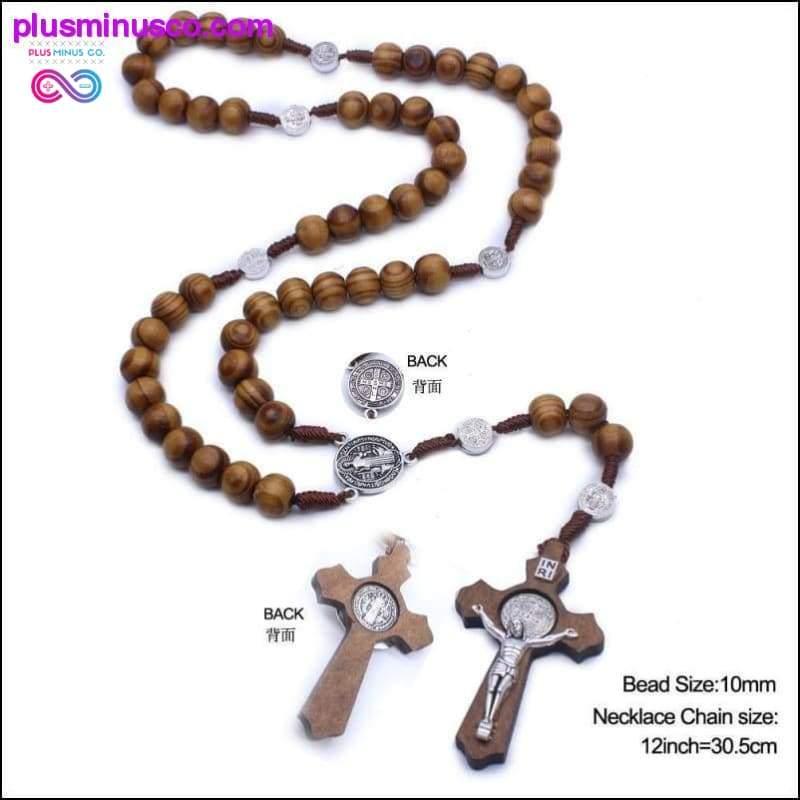 Jézus nyaklánc medál férfiaknak, női, fából készült hosszú gyöngyökkel - plusminusco.com