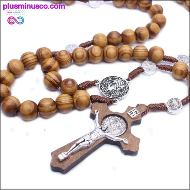 Liontin Kalung Yesus untuk Pria Wanita Manik-manik Panjang Kayu - plusminusco.com